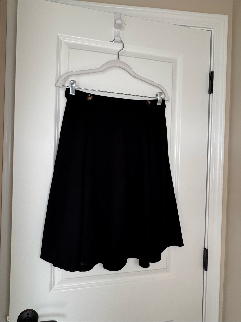 Classic A-Line Black Skirt with Button Detail